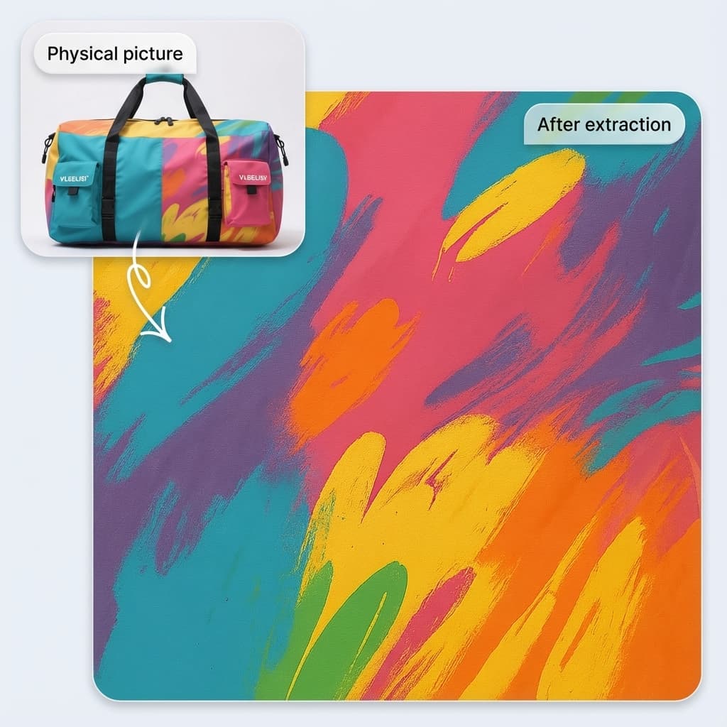 AI Pattern Extraction Before and After Result - T-shirt Design Example